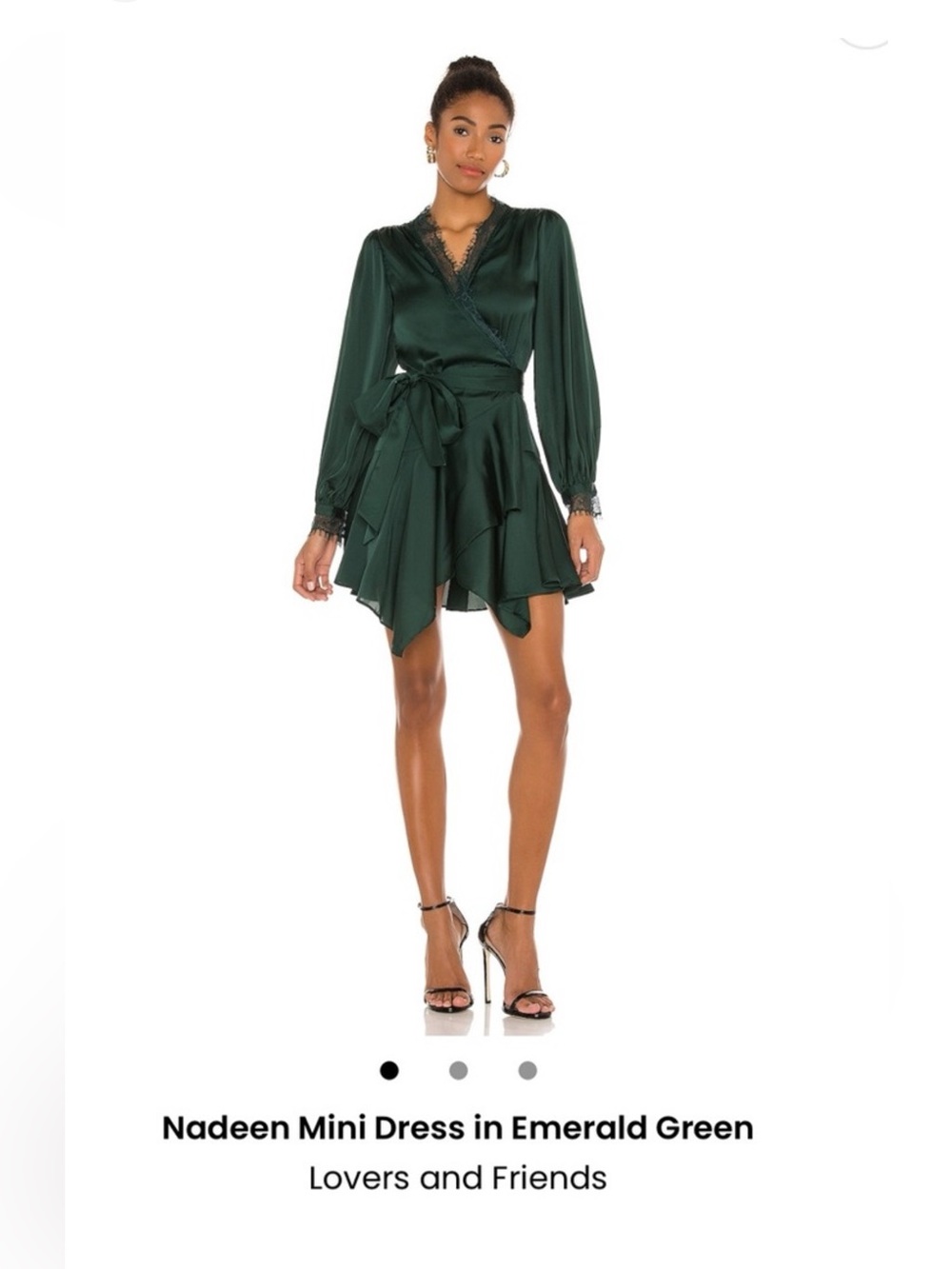 Lovers and Friends Nadeen mini wrap dress in emerald gree